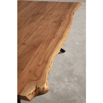 Tavolo fisso Mudri in legno di Acacia con gambe in metallo nero 200x100x75H