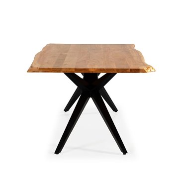 Tavolo fisso Mudri in legno di Acacia con gambe in metallo nero 200x100x75H