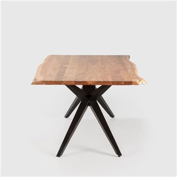 Tavolo fisso Mudri in legno di Acacia con gambe in metallo nero 200x100x75H