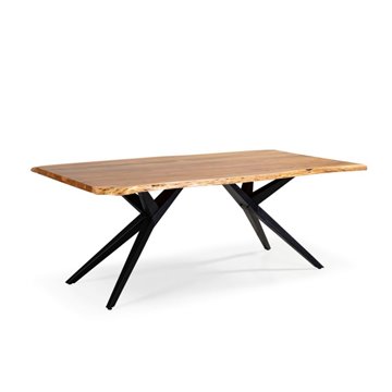 Tavolo fisso Mudri in legno di Acacia con gambe in metallo nero 200x100x75H