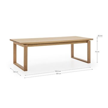 Tavolo rettangolare fisso rovere RINA 220x100x76H  - Eleganza mediterranea