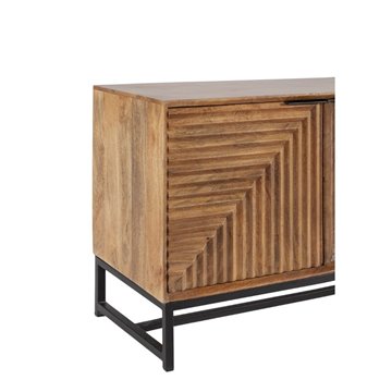 Mobile tv Nereida in legno massiccio di mango con gambe in metallo Nero 160x40x58H