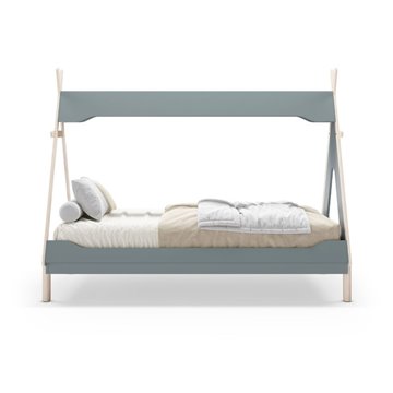 Letto a tenda singolo Nora verde petrolio e bianco 205,6x104,1x162,4 - Un rifugio da sogno per grandi avventure
