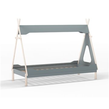 Letto a tenda singolo Nora verde petrolio e bianco 205,6x104,1x162,4 - Un rifugio da sogno per grandi avventure