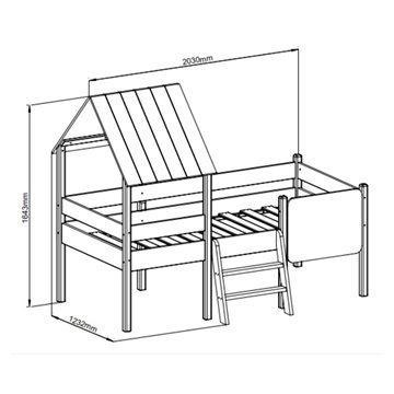 Letto rialzato a casetta Mint in legno massiccio bianco e pino con lavagnetta