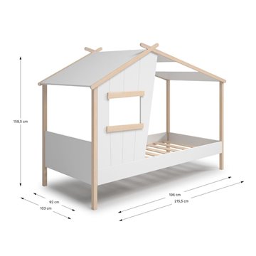Letto singolo a casetta Luba in legno massiccio - Un rifugio incantato per i sogni del tuo bambino
