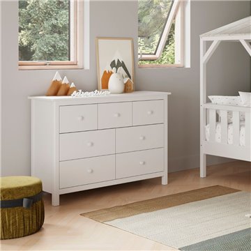 Cassettiera Max in legno massiccio bianco 110x40x80H - 7 Cassetti, stile e versatilità