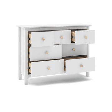 Cassettiera Max in legno massiccio bianco 110x40x80H - 7 Cassetti, stile e versatilità