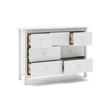 Cassettiera Max in legno massiccio bianco 110x40x80H - 7 Cassetti, stile e versatilità