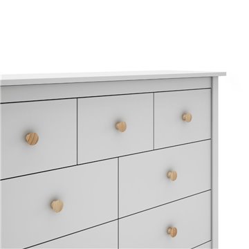 Cassettiera Max in legno massiccio bianco 110x40x80H - 7 Cassetti, stile e versatilità