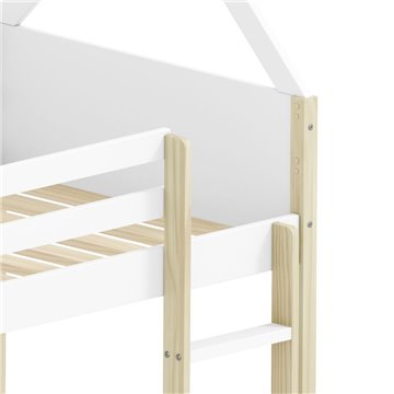 Letto a castello Montessori a forma di casetta in legno bianco - Due sogni sotto un unico tetto, con stile e funzionalità