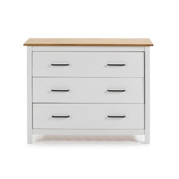 Comò Miranda in legno massiccio bianco e pino 100x40x80H - Stile Elegante e Robusto