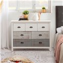 Comò in legno massiccio bianco e grigio Romantica 110x40x80H  - Eleganza Naturale con 7 cassetti
