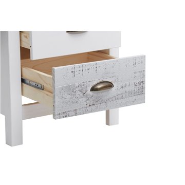 Comodino in legno massiccio bianco e grigio Romantica 46x35x49,5H - Eleganza Naturale con 2 cassetti