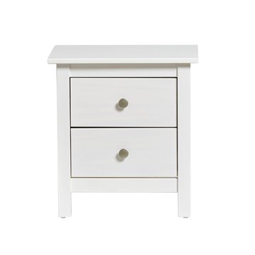 Comodino Berna bianco in legno massiccio e 2 cassetti - Stile intramontabile