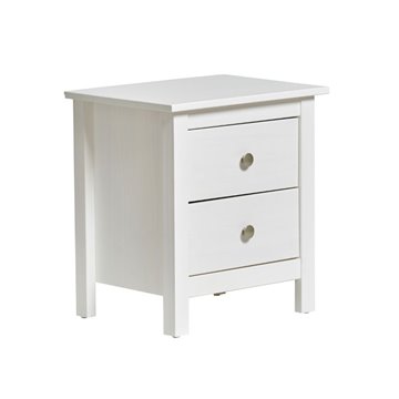 Comodino Berna bianco in legno massiccio e 2 cassetti - Stile intramontabile