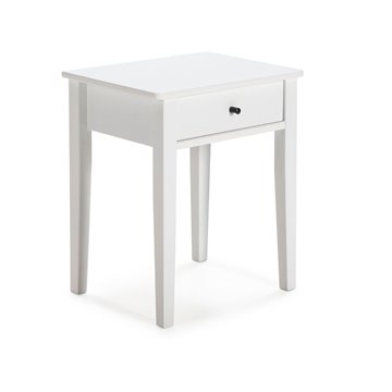 Comodino Bart in legno massiccio bianco e cassetto - Eleganza e funzionalità quotidiana