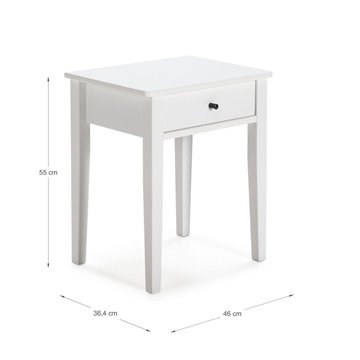 Comodino Bart in legno massiccio bianco e cassetto - Eleganza e funzionalità quotidiana