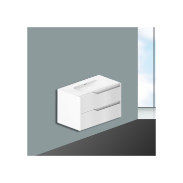 Mobile bagno sospeso bianco opaco 80 cm con cassetti Gaper