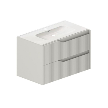 Mobile bagno sospeso cashmere 80 cm con cassetti cannettati