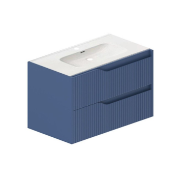 Mobile bagno sospeso azzurro opaco 80 cm con cassetti - Gaper