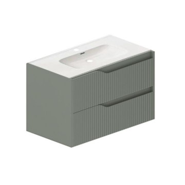 Mobile bagno sospeso verde opaco 80 cm con cassetti - Gaper