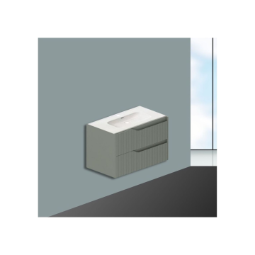 Mobile bagno sospeso verde opaco 80 cm con cassetti - Gaper