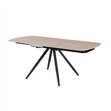 Tavolo girevole allungabile Kitti con piano in ceramica effetto marmo travertino 120x88x76H