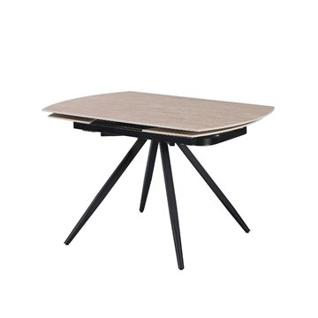 Tavolo girevole allungabile Kitti con piano in ceramica effetto marmo travertino 120x88x76H