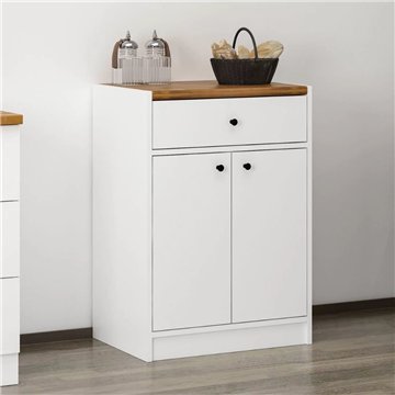 Mobile multiuso Viola con 2 ante e 1 cassetto 64x45x90H - Bianco con Top rovere scuro