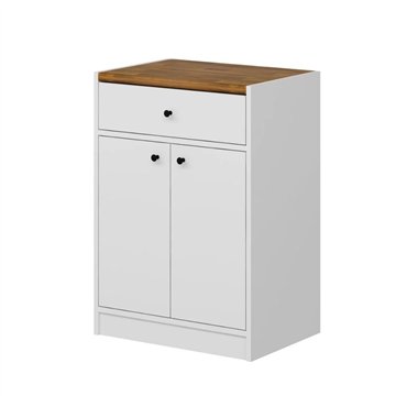 Mobile multiuso Viola con 2 ante e 1 cassetto 64x45x90H - Bianco con Top rovere scuro