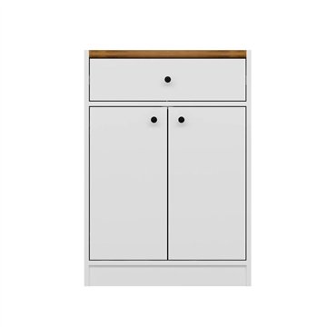 Mobile multiuso Viola con 2 ante e 1 cassetto 64x45x90H - Bianco con Top rovere scuro
