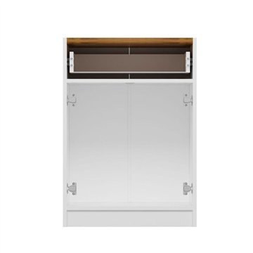 Mobile multiuso Viola con 2 ante e 1 cassetto 64x45x90H - Bianco con Top rovere scuro