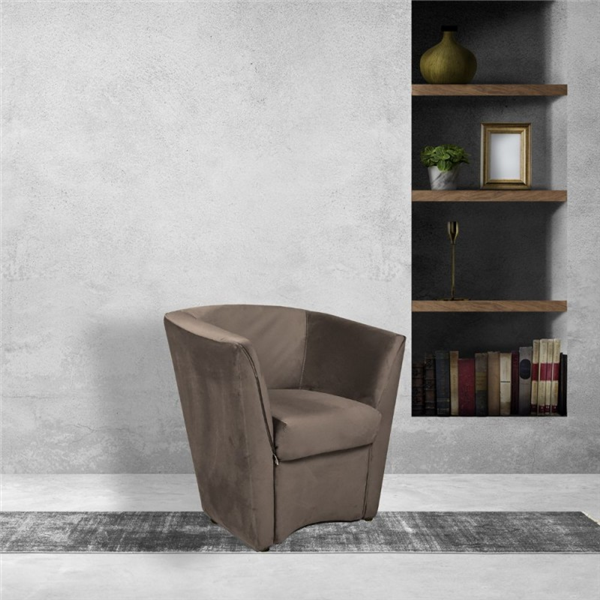 Poltrona a pozzetto rivestimento in tessuto colore tortora - Tago