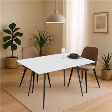 Tavolo allungabile e girevole bianco Lilis 90x60x75H