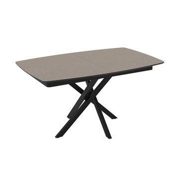 Tavolo allungabile piano grigio tortora e gambe in metallo nero Filis 145x90x76H