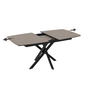 Tavolo allungabile piano grigio tortora e gambe in metallo nero Filis 145x90x76H