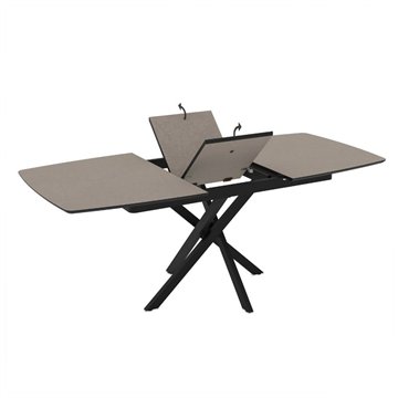 Tavolo allungabile piano grigio tortora e gambe in metallo nero Filis 145x90x76H