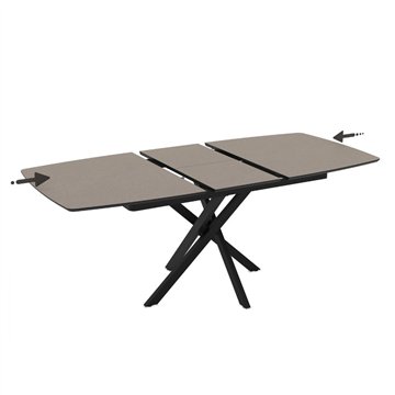 Tavolo allungabile piano grigio tortora e gambe in metallo nero Filis 145x90x76H