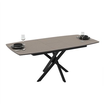 Tavolo allungabile piano grigio tortora e gambe in metallo nero Filis 145x90x76H