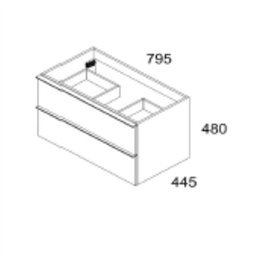 Mobile bagno sospeso rovere chiaro effetto cannettato Senda con 2 cassettoni 80x45.5x48H