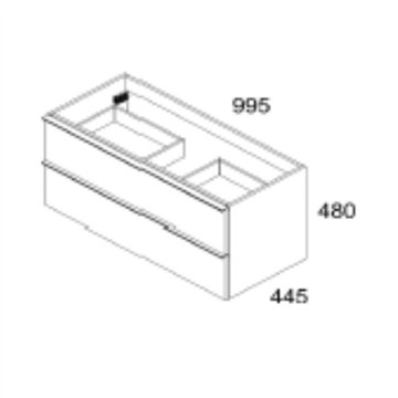 Mobile bagno sospeso noce effetto cannettato Senda con 2 cassettoni 100x45.5x48H