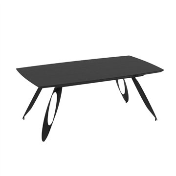 Tavolo allungabile Merkur con gambe in metallo sagomate e piano colore nero 190x103x76H