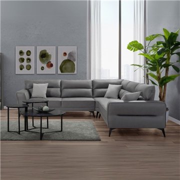 Divano angolare Sigmar tessuto grigio Prada6 con seduta traslante 300x250x100H