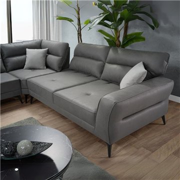 Divano angolare Sigmar tessuto grigio Prada6 con seduta traslante 300x250x100H