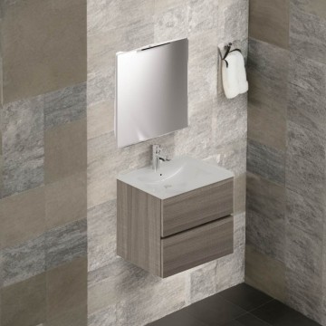 Mobile bagno sospeso 81 cm con lavabo e specchio olmo - Corus