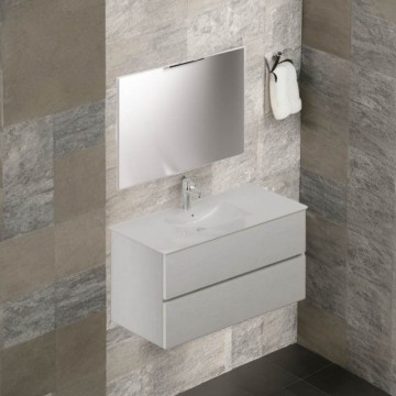 Mobile bagno sospeso 101 cm bianco frassinato con lavabo - Corus