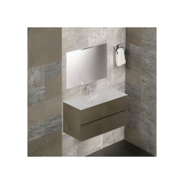 Mobile bagno sospeso 101 cm argilla con lavabo e specchio - Corus