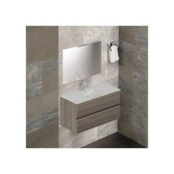 Mobile bagno sospeso 101 cm olmo con lavabo e specchio - Corus