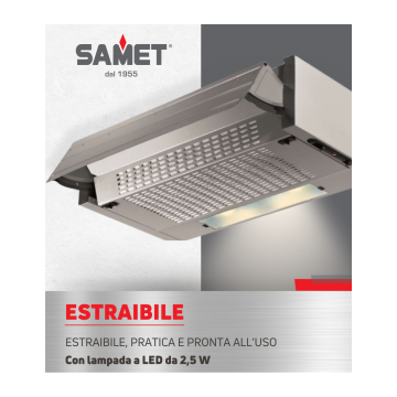 Cappa da incasso 60 cm estraibile alluminio - Samet | Toscohome